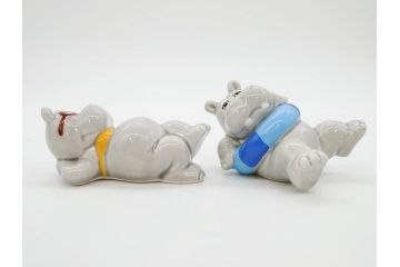 カバ　日本製　ユーモアあふれる置物15点セット(動物、アニマル、オブジェ、ディスプレイ)(R-081873)