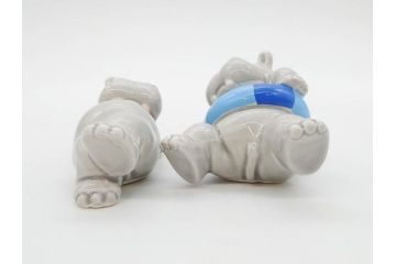 カバ　日本製　ユーモアあふれる置物15点セット(動物、アニマル、オブジェ、ディスプレイ)(R-081873)