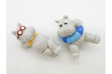 カバ　日本製　ユーモアあふれる置物15点セット(動物、アニマル、オブジェ、ディスプレイ)(R-081873)