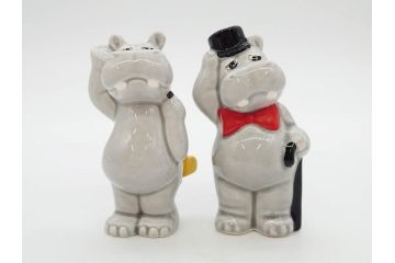 カバ　日本製　ユーモアあふれる置物15点セット(動物、アニマル、オブジェ、ディスプレイ)(R-081873)