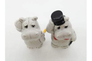 カバ　日本製　ユーモアあふれる置物15点セット(動物、アニマル、オブジェ、ディスプレイ)(R-081873)