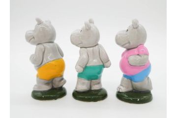 カバ　日本製　ユーモアあふれる置物15点セット(動物、アニマル、オブジェ、ディスプレイ)(R-081873)