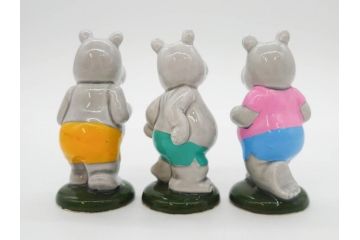 カバ　日本製　ユーモアあふれる置物15点セット(動物、アニマル、オブジェ、ディスプレイ)(R-081873)