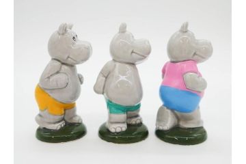 カバ　日本製　ユーモアあふれる置物15点セット(動物、アニマル、オブジェ、ディスプレイ)(R-081873)
