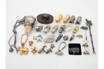 Hudson(ハドソン)　錫　925　アクセサリー　色々なデザインが楽しめるカバ小物29点セット(動物、アニマル、ピューター、ピアス、カフス、ネックレス、ブローチ、コルク栓、キーホルダー、置物、オブジェ、ディスプレイ)(R-081874)