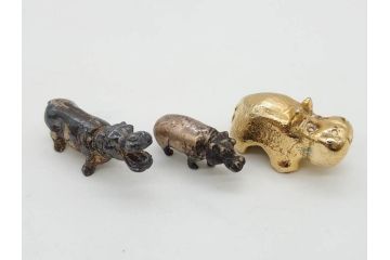 Hudson(ハドソン)　錫　925　アクセサリー　色々なデザインが楽しめるカバ小物29点セット(動物、アニマル、ピューター、ピアス、カフス、ネックレス、ブローチ、コルク栓、キーホルダー、置物、オブジェ、ディスプレイ)(R-081874)