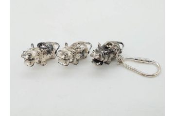Hudson(ハドソン)　錫　925　アクセサリー　色々なデザインが楽しめるカバ小物29点セット(動物、アニマル、ピューター、ピアス、カフス、ネックレス、ブローチ、コルク栓、キーホルダー、置物、オブジェ、ディスプレイ)(R-081874)