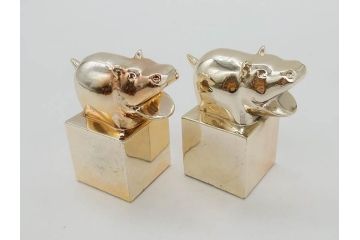 デンマーク　DANSK(ダンスク)　YAMACO　カバ　お部屋の雰囲気を明るくしてくれる置物13点セット(動物、アニマル、ペーパーウェイト、文鎮、重石、HIPPOPOTAMUS、文具、オブジェ、ディスプレイ、北欧)(R-081875)