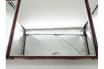 豊岡クラフト　男の三面鏡　整理スタンド　書見台　シックな雰囲気を醸し出す豊岡クラフト3点セット(Toyooka Croft、タブレット、ブック、本、マガジンラック、卓上ミラー、置き鏡)(R-081876)