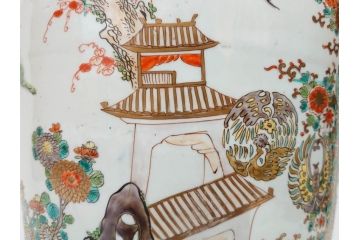 江戸〜明治期　古伊万里　錦地　色絵　高さ 約57cm　華麗な色付が美しい花瓶(松、菊、花鳥、鳳凰、人物、風景、獅子、花生、花入、花器、金彩、二尺、共箱付)(R-081878)