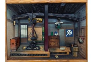 心峰　木彫　緻密でリアルな匠の技が光る立体額(遠近法応用額、壁掛け、壁飾り、古民家、ディスプレイ)(R-081880)