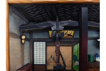 心峰　木彫　緻密でリアルな匠の技が光る立体額(遠近法応用額、壁掛け、壁飾り、古民家、ディスプレイ)(R-081880)