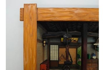 心峰　木彫　緻密でリアルな匠の技が光る立体額(遠近法応用額、壁掛け、壁飾り、古民家、ディスプレイ)(R-081880)