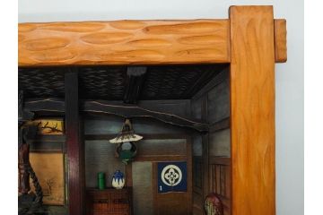 心峰　木彫　緻密でリアルな匠の技が光る立体額(遠近法応用額、壁掛け、壁飾り、古民家、ディスプレイ)(R-081880)