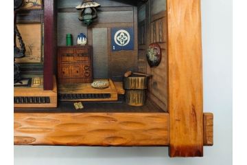 心峰　木彫　緻密でリアルな匠の技が光る立体額(遠近法応用額、壁掛け、壁飾り、古民家、ディスプレイ)(R-081880)