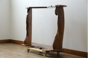 中古　美品　国産職人手作り　自然な形をそのまま活かした造りが魅力的な飾り棚　(R-081886)