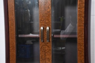 中古　新古品　未使用　展示品　二本松工藝館　田中家具　欅(ケヤキ)材　玉杢　和モダンな空間づくりにおすすめのサイドキャビネット(サイドボード、収納棚、戸棚)(定価約57万円)(R-081887)