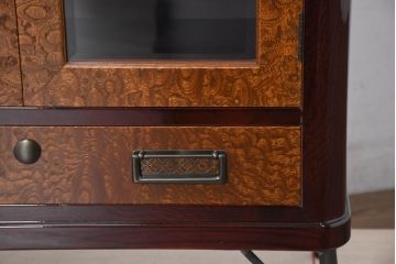 中古　新古品　未使用　展示品　二本松工藝館　田中家具　欅(ケヤキ)材　玉杢　和モダンな空間づくりにおすすめのサイドキャビネット(サイドボード、収納棚、戸棚)(定価約57万円)(R-081887)