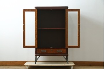 新古　未使用展示品　二本松工藝館　田中家具　欅(ケヤキ)材　玉杢　和モダンな空間づくりにおすすめのサイドキャビネット　(定価約57万円)(R-081887)