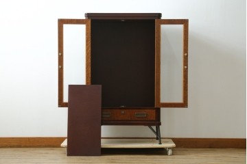 新古　未使用展示品　二本松工藝館　田中家具　欅(ケヤキ)材　玉杢　和モダンな空間づくりにおすすめのサイドキャビネット　(定価約57万円)(R-081887)