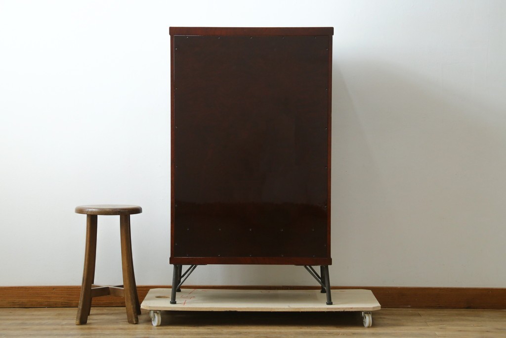 新古　未使用展示品　二本松工藝館　田中家具　欅(ケヤキ)材　玉杢　和モダンな空間づくりにおすすめのサイドキャビネット　(定価約57万円)(R-081887)