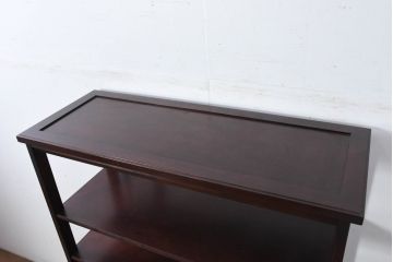 中古　未使用展示品　北海道民芸家具　美しい佇まいと機能性を兼ね備えた引き出し付き飾り棚(陳列棚、収納棚、オープンラック、キャビネット)(定価約30万円)(R-081888)