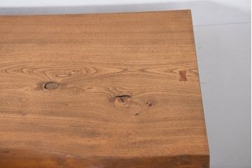 和製ビンテージ　特注!!　高級品　総タモ材　天板極厚1枚板　自然な木の風合いを楽しめる四枚引き戸の和風サイドボード(水屋箪笥、食器棚、カップボード、収納棚、戸棚、ビンテージ)(製作費約150万円)(R-081894)