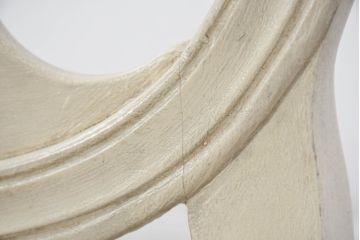フランスアンティーク　ペイント仕上げ限定　シャビーな風合いが魅力的なバルーンバックチェア4脚セット(ダイニングチェア、椅子、イス、バラ売り可能)(R-081906)
