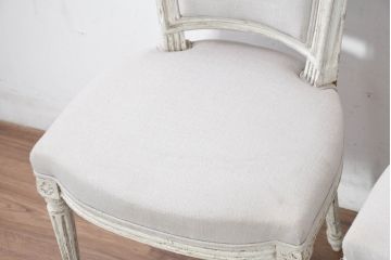 フランスアンティーク　シャビーで上品な雰囲気が魅力的なペイントチェア4脚セット(ダイニングチェア、アームレスチェア、椅子、イス、バラ売り可能)(R-081907)