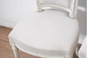 フランスアンティーク　シャビーで上品な雰囲気が魅力的なペイントチェア4脚セット(ダイニングチェア、アームレスチェア、椅子、イス、バラ売り可能)(R-081908)