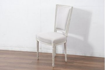 フランスアンティーク　シャビーで上品な雰囲気が魅力的なペイントチェア4脚セット(ダイニングチェア、アームレスチェア、椅子、イス、バラ売り可能)(R-081908)