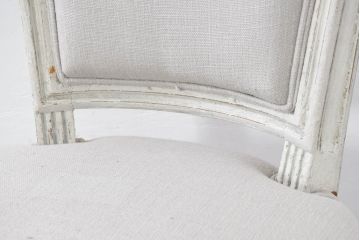 フランスアンティーク　シャビーで上品な雰囲気が魅力的なペイントチェア4脚セット(ダイニングチェア、アームレスチェア、椅子、イス、バラ売り可能)(R-081908)