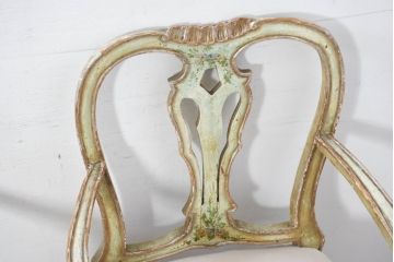 フランスアンティーク　シャビーで上品な雰囲気が魅力的なペイント猫脚アームチェア3脚セット(椅子、イス、サロンチェア、ダイニングチェア、バラ売り可能)(R-081909)