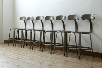 中古　美品　フランス　オールスチール製　Whale Tail(ホエールテイル・チェア)　工業用チェアの名作!　Nicolle Chair(ニコルチェア)7脚セット　定価(7脚合計)約41万円　(R-081914)