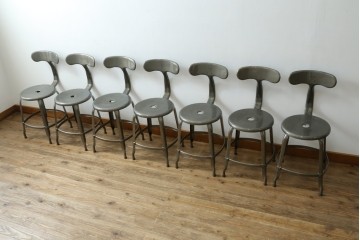 中古　美品　フランス　オールスチール製　Whale Tail(ホエールテイル・チェア)　工業用チェアの名作!　Nicolle Chair(ニコルチェア)7脚セット　定価(7脚合計)約41万円　(R-081914)