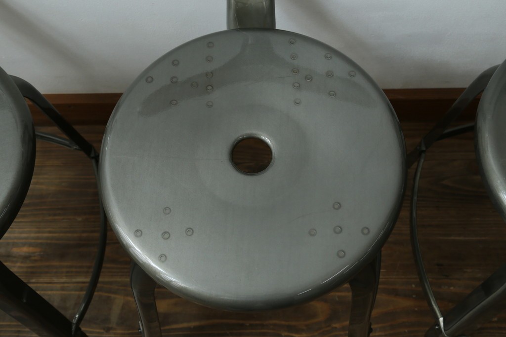 中古　美品　フランス　オールスチール製　Whale Tail(ホエールテイル・チェア)　工業用チェアの名作!　Nicolle Chair(ニコルチェア)7脚セット　定価(7脚合計)約41万円　(R-081914)
