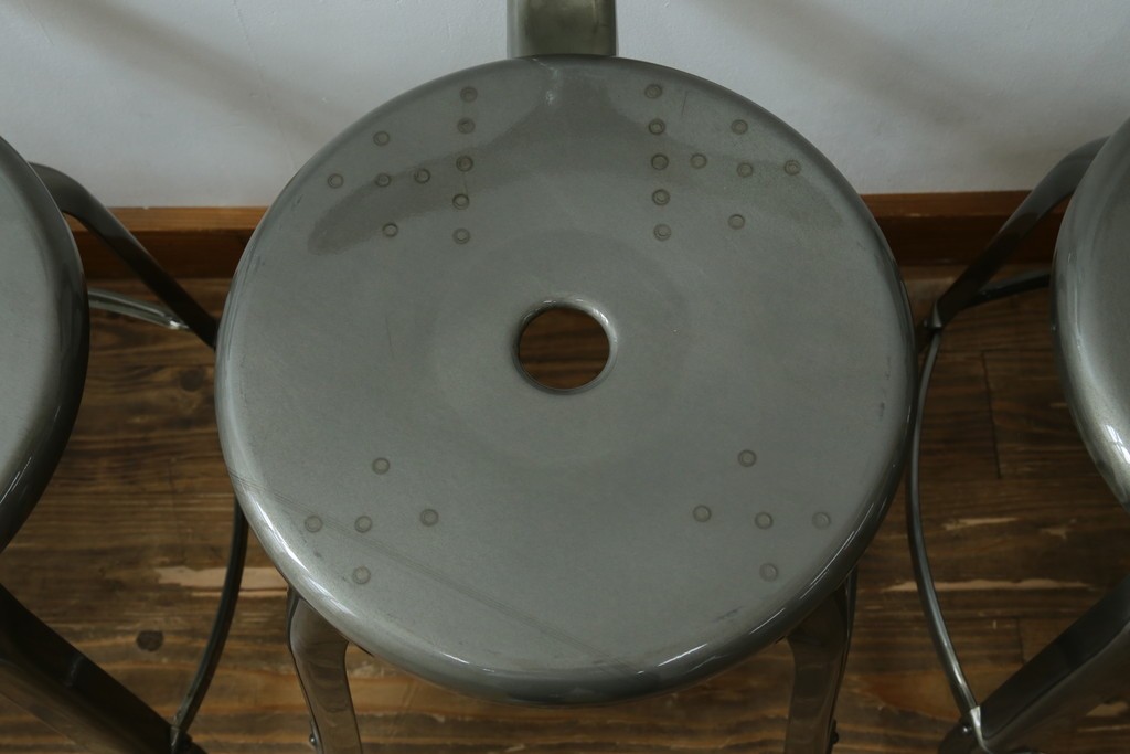 中古　美品　フランス　オールスチール製　Whale Tail(ホエールテイル・チェア)　工業用チェアの名作!　Nicolle Chair(ニコルチェア)7脚セット　定価(7脚合計)約41万円　(R-081914)