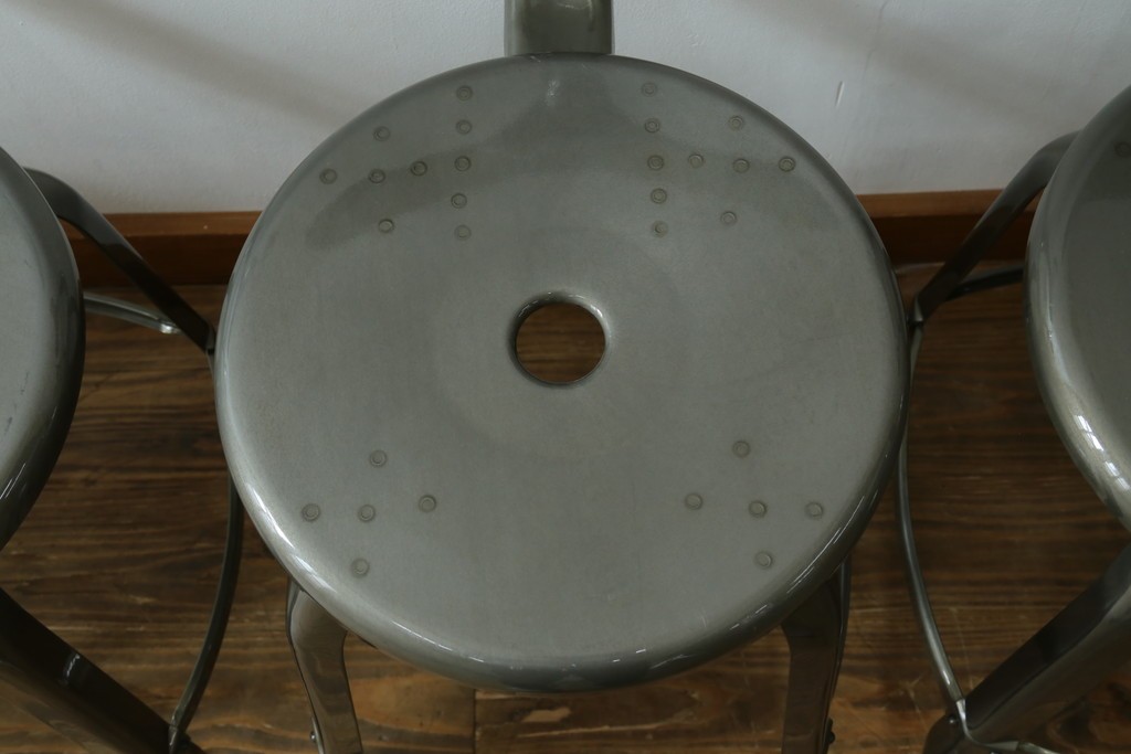 中古　美品　フランス　オールスチール製　Whale Tail(ホエールテイル・チェア)　工業用チェアの名作!　Nicolle Chair(ニコルチェア)7脚セット　定価(7脚合計)約41万円　(R-081914)