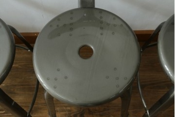 中古　美品　フランス　オールスチール製　Whale Tail(ホエールテイル・チェア)　工業用チェアの名作!　Nicolle Chair(ニコルチェア)7脚セット　定価(7脚合計)約41万円　(R-081914)
