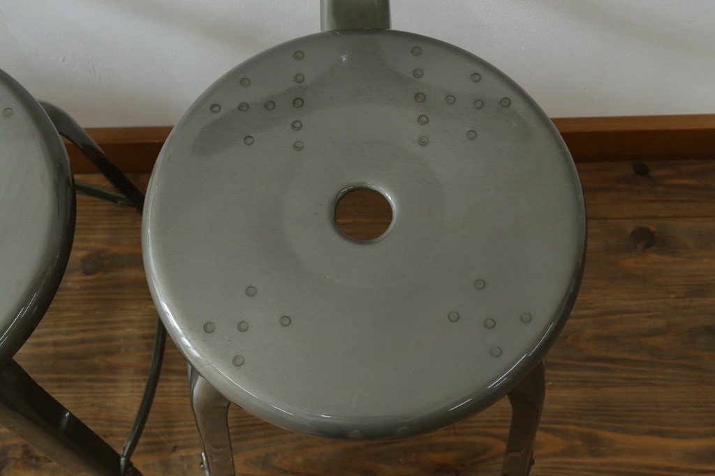 中古　美品　フランス　オールスチール製　Whale Tail(ホエールテイル・チェア)　工業用チェアの名作!　Nicolle Chair(ニコルチェア)7脚セット　定価(7脚合計)約41万円　(R-081914)