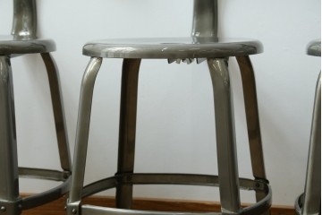 中古　美品　フランス　オールスチール製　Whale Tail(ホエールテイル・チェア)　工業用チェアの名作!　Nicolle Chair(ニコルチェア)7脚セット　定価(7脚合計)約41万円　(R-081914)