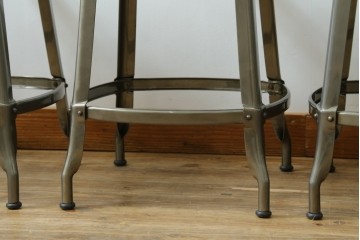 中古　美品　フランス　オールスチール製　Whale Tail(ホエールテイル・チェア)　工業用チェアの名作!　Nicolle Chair(ニコルチェア)7脚セット　定価(7脚合計)約41万円　(R-081914)