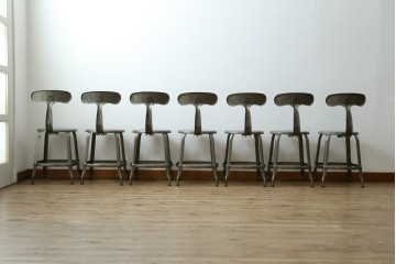 中古　美品　フランス　オールスチール製　Whale Tail(ホエールテイル・チェア)　工業用チェアの名作!　Nicolle Chair(ニコルチェア)7脚セット　定価(7脚合計)約41万円　(R-081914)
