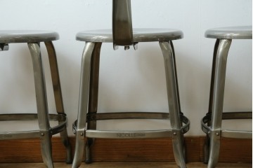 中古　美品　フランス　オールスチール製　Whale Tail(ホエールテイル・チェア)　工業用チェアの名作!　Nicolle Chair(ニコルチェア)7脚セット　定価(7脚合計)約41万円　(R-081914)
