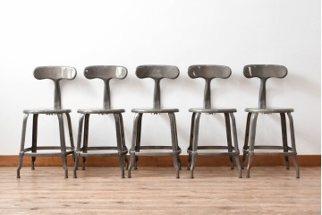 中古　フランス　オールスチール製　Whale Tail(ホエールテイル・チェア)　工業用チェアの名作!　Nicolle Chair(ニコルチェア)5脚セット　定価(5脚合計)約29万円　(R-081915)