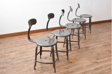 中古　フランス　オールスチール製　Whale Tail(ホエールテイル・チェア)　工業用チェアの名作!　Nicolle Chair(ニコルチェア)5脚セット　定価(5脚合計)約29万円　(R-081915)