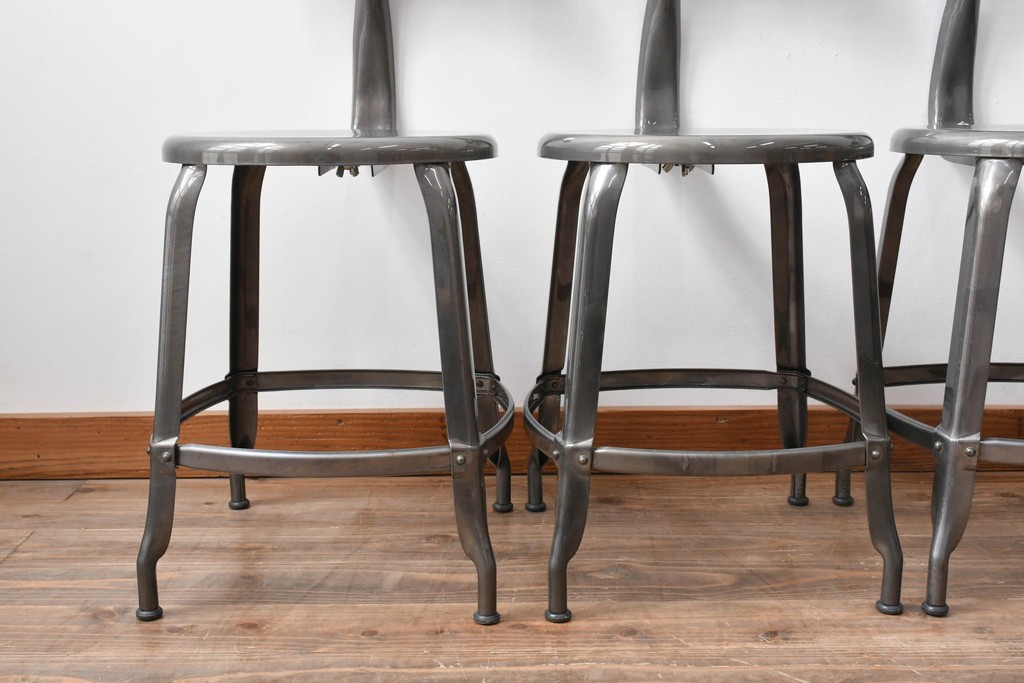 中古　フランス　オールスチール製　Whale Tail(ホエールテイル・チェア)　工業用チェアの名作!　Nicolle Chair(ニコルチェア)5脚セット　定価(5脚合計)約29万円　(R-081915)