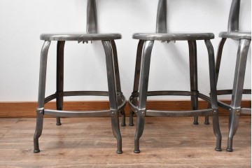 中古　フランス　オールスチール製　Whale Tail(ホエールテイル・チェア)　工業用チェアの名作!　Nicolle Chair(ニコルチェア)5脚セット　定価(5脚合計)約29万円　(R-081915)