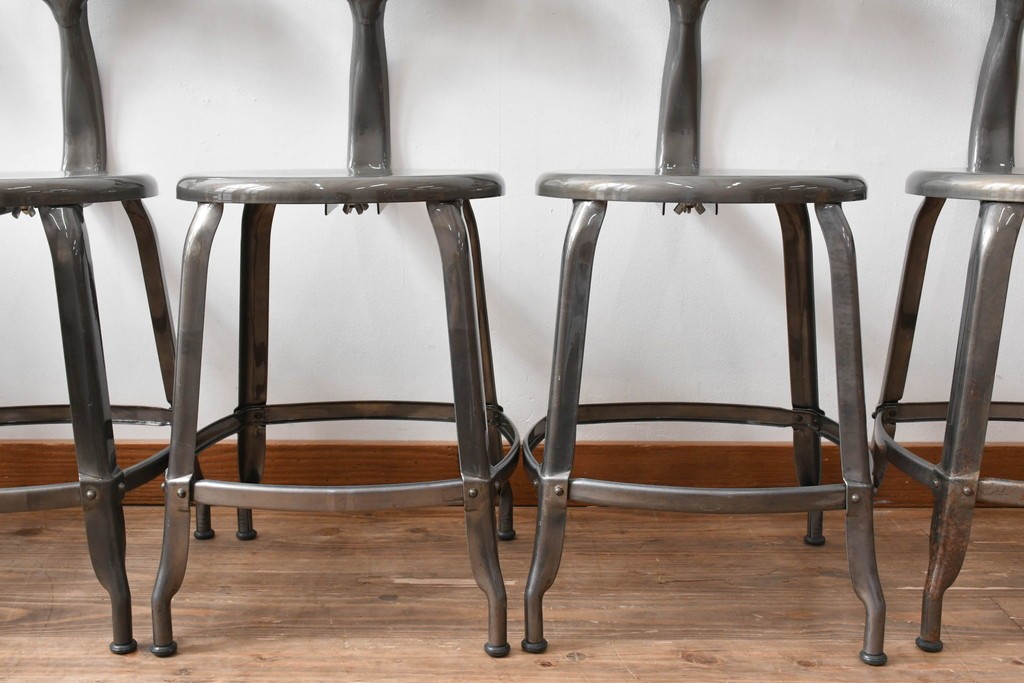 中古　フランス　オールスチール製　Whale Tail(ホエールテイル・チェア)　工業用チェアの名作!　Nicolle Chair(ニコルチェア)5脚セット　定価(5脚合計)約29万円　(R-081915)