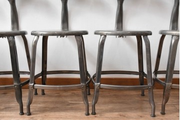 中古　フランス　オールスチール製　Whale Tail(ホエールテイル・チェア)　工業用チェアの名作!　Nicolle Chair(ニコルチェア)5脚セット　定価(5脚合計)約29万円　(R-081915)